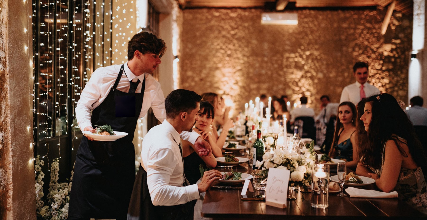 Dîner privé d'un mariage organisé par la Maison Roussarie